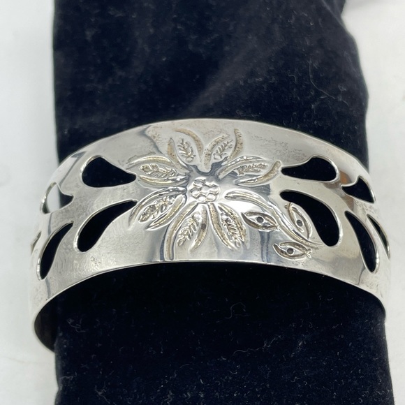 Taxco 925 Sterling Silver Cuff Bracelet Wide Modernist - Picture 7 of 8